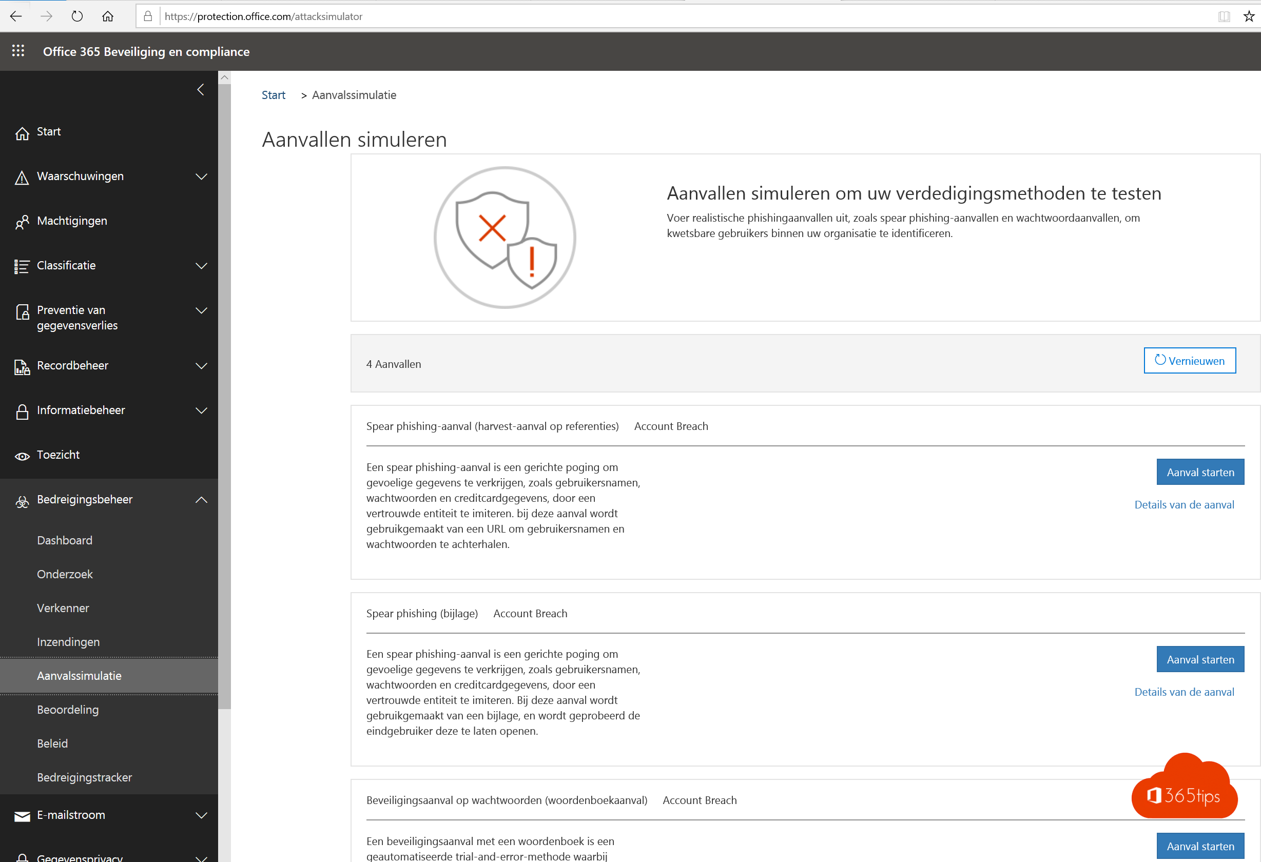 Attack Simulator in Office 365 ā aanval simulatie uitvoeren