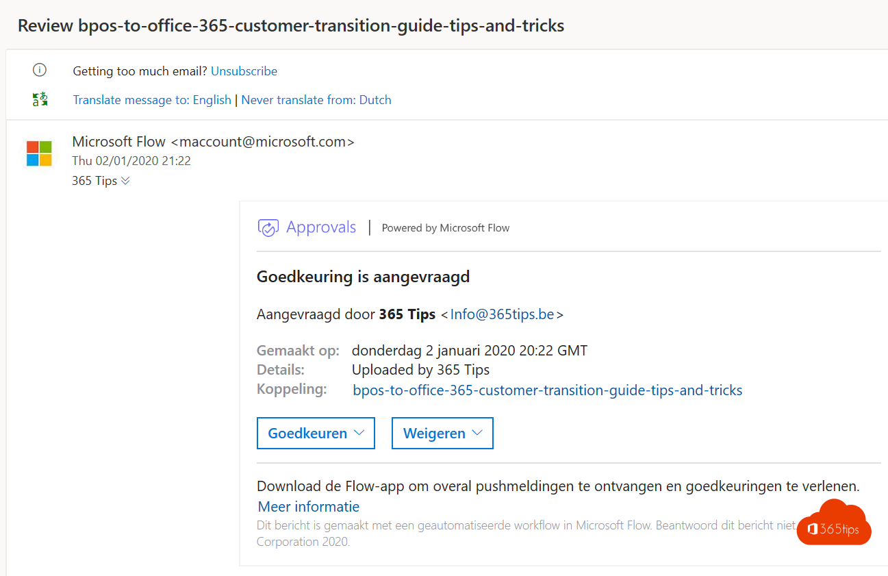 Creëer een goedkeuringsflow wanneer medewerkers een bestand uploaden