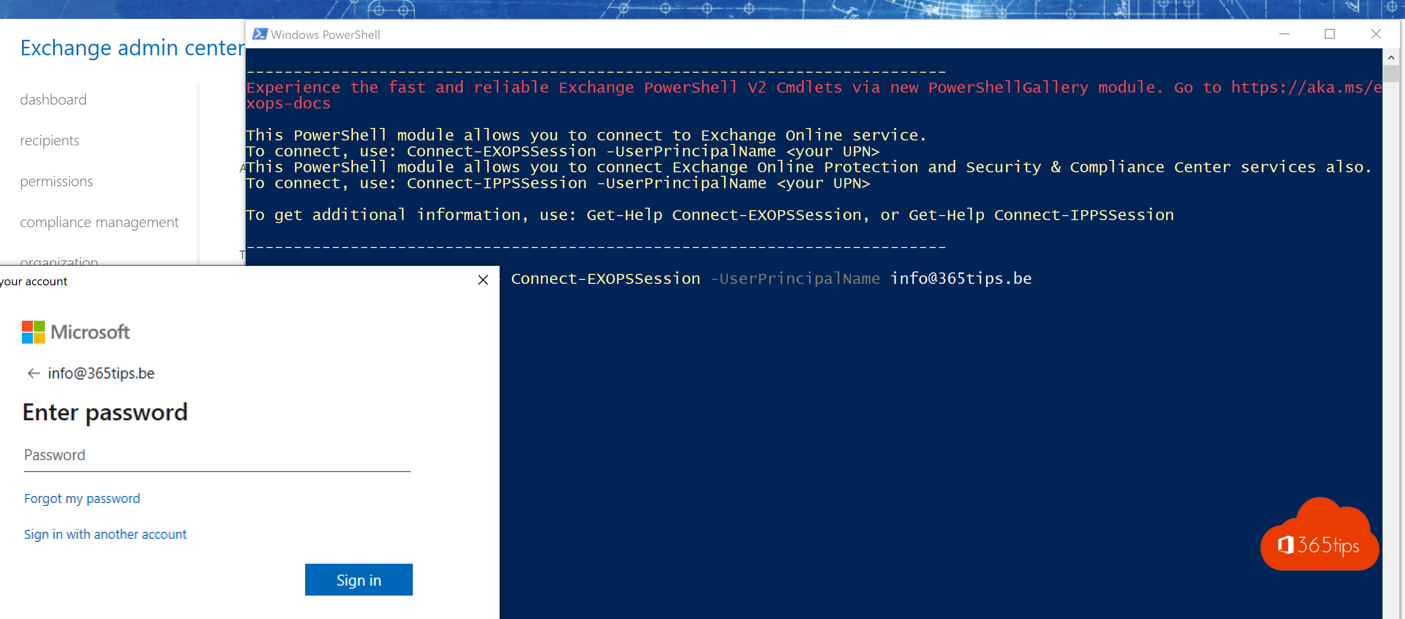 Comment se connecter avec l'authentification multifactorielle sur le module Exchange Online  PowerShell  ?