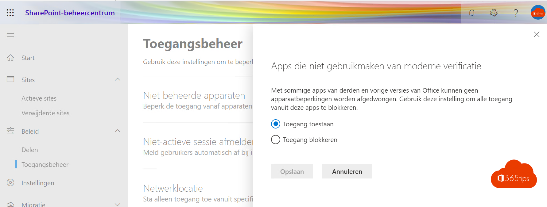 Verwaltung des Zugangs SharePoint