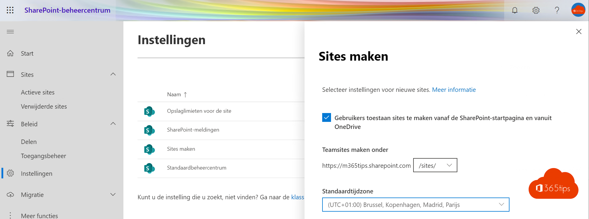 Sites Maken SharePoint