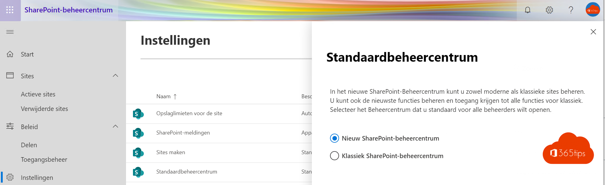 Standard-Verwaltungszentrum SharePoint