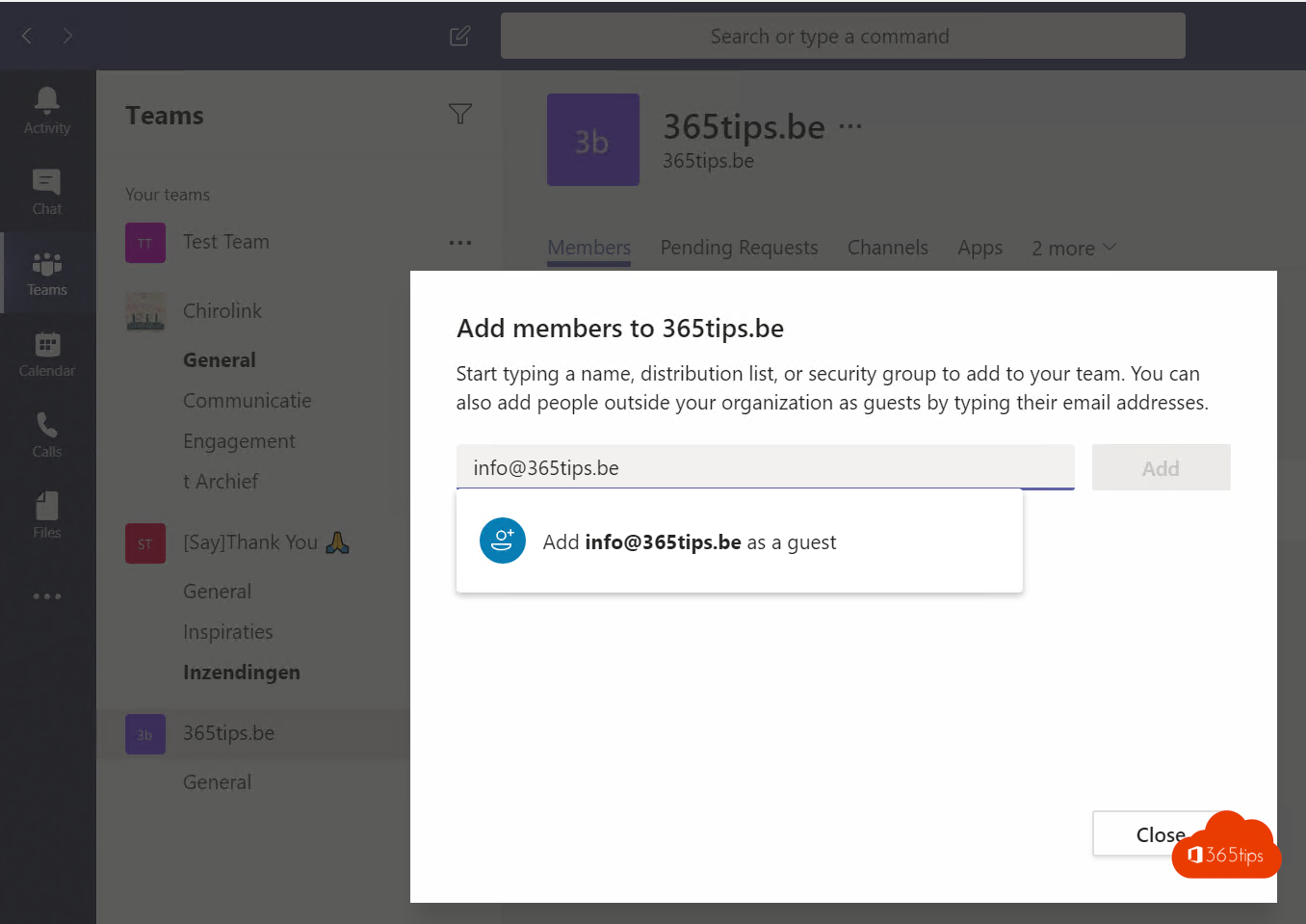 How do I add external guests in Microsoft Teams?