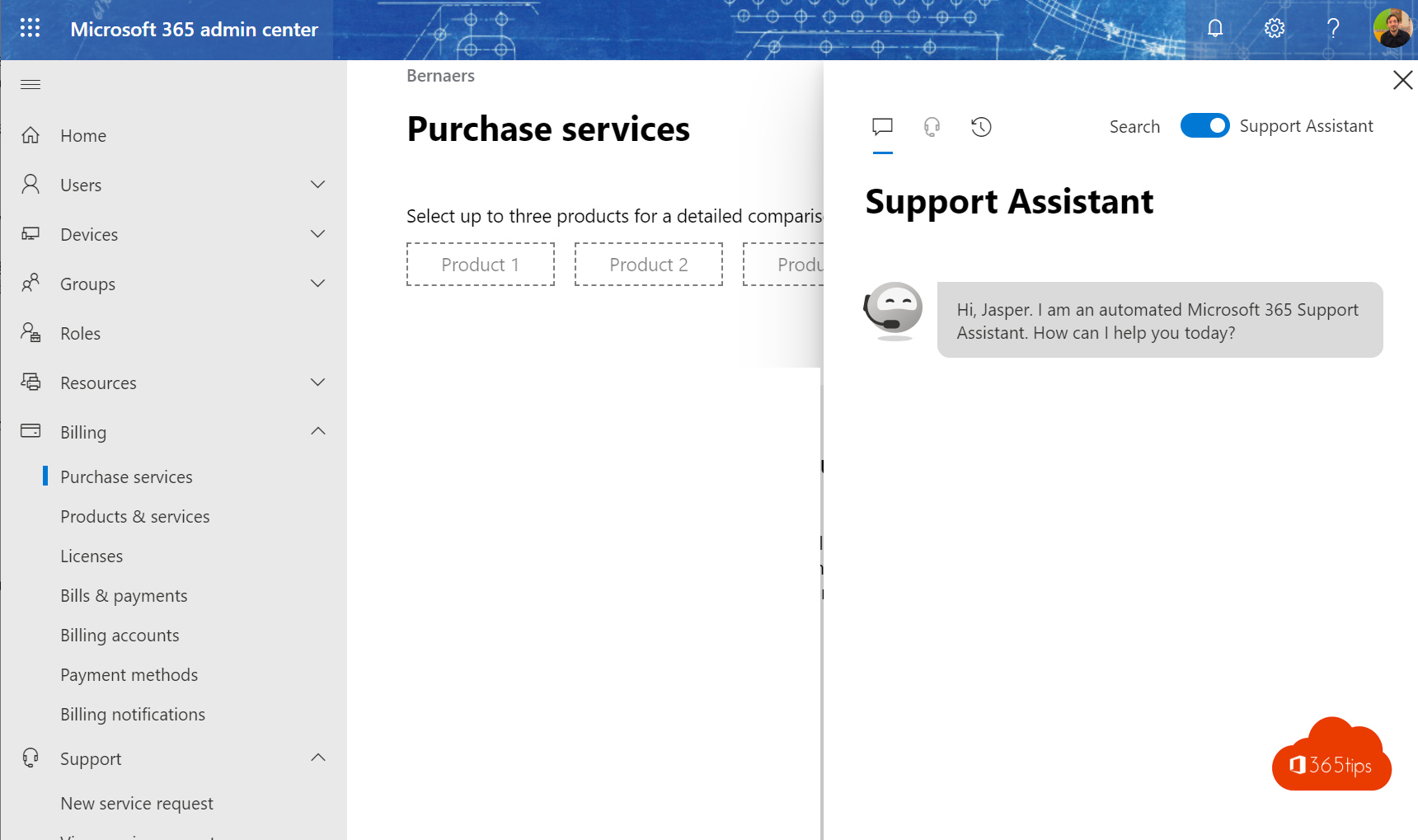 Microsoft support assistance – Ondersteuning voor Teams