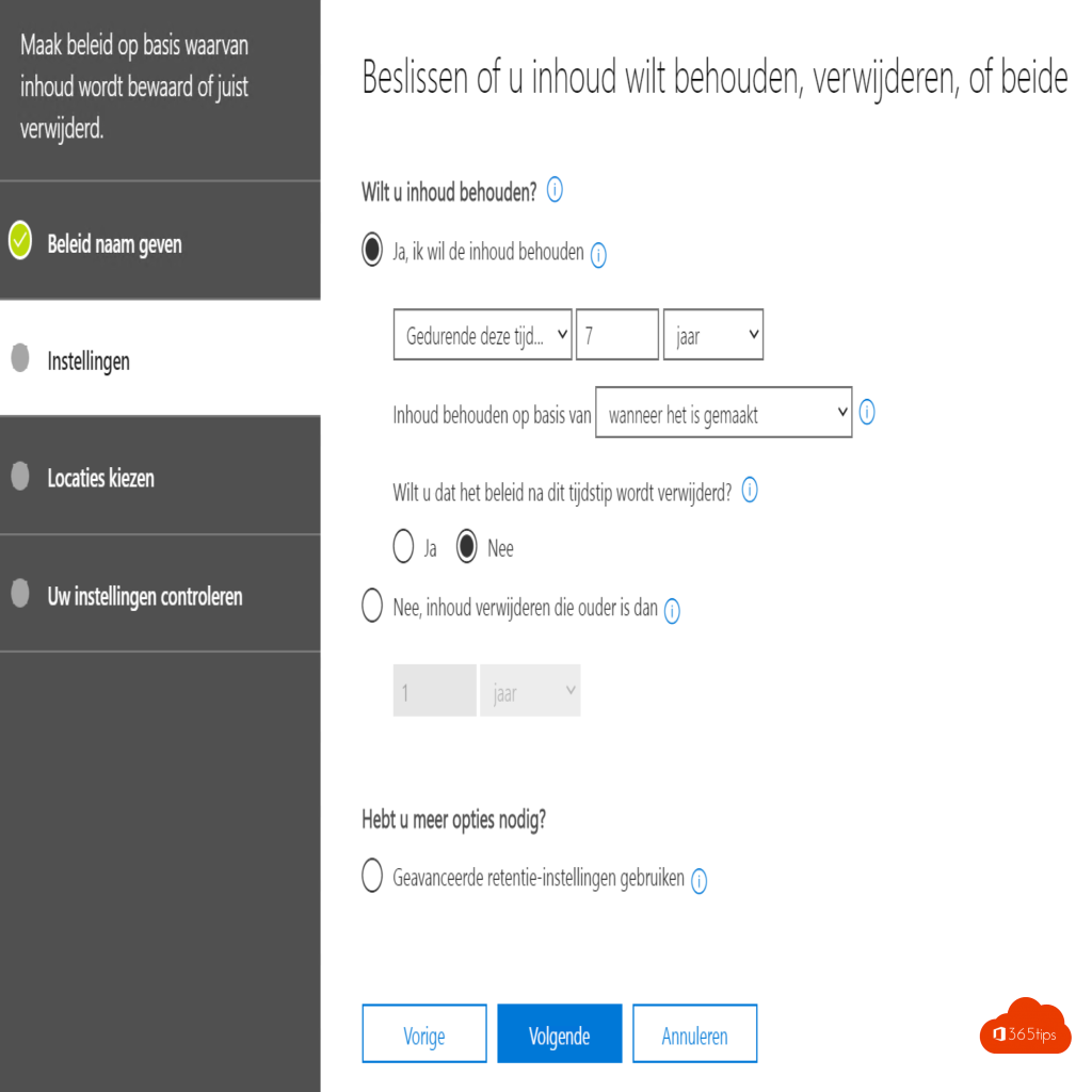 Microsoft Teams governance beslissen of u inhoud wilt behouden, verwijderen, of beide.