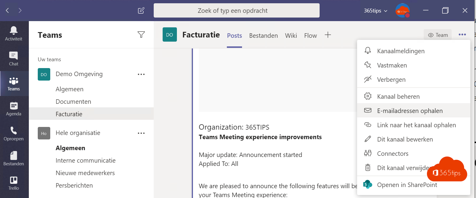 Een e-mail versturen naar een Microsoft Team – Automatiseren