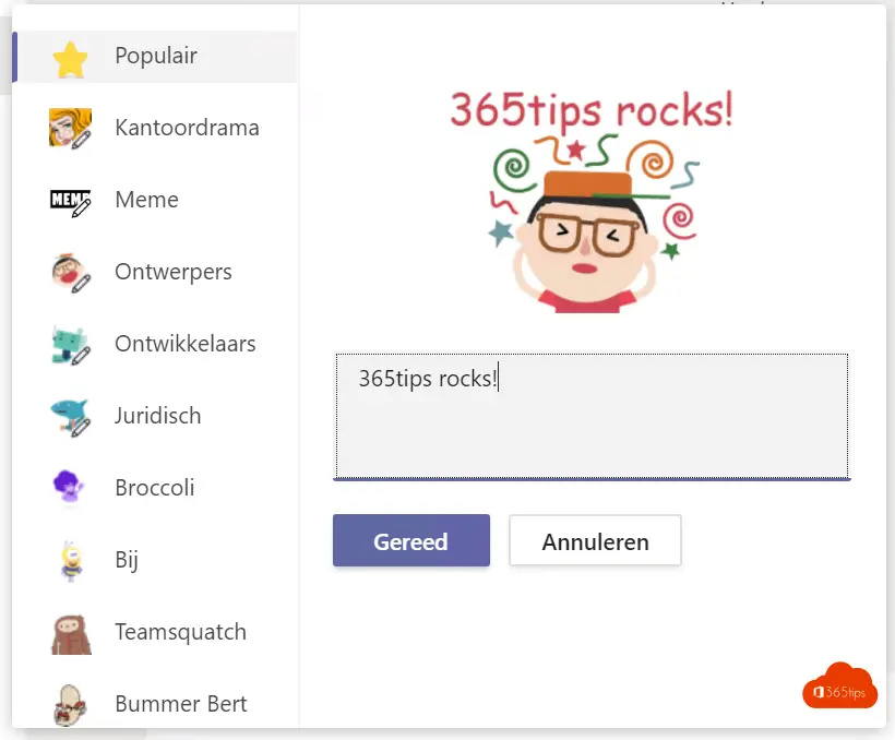 Emoji's GIF's of stickers in Microsoft Teams!