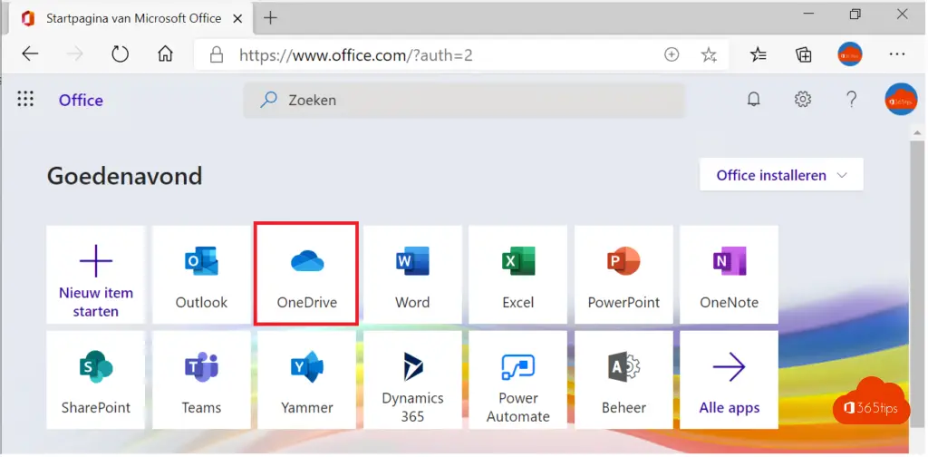 Onedrive Outlook 365