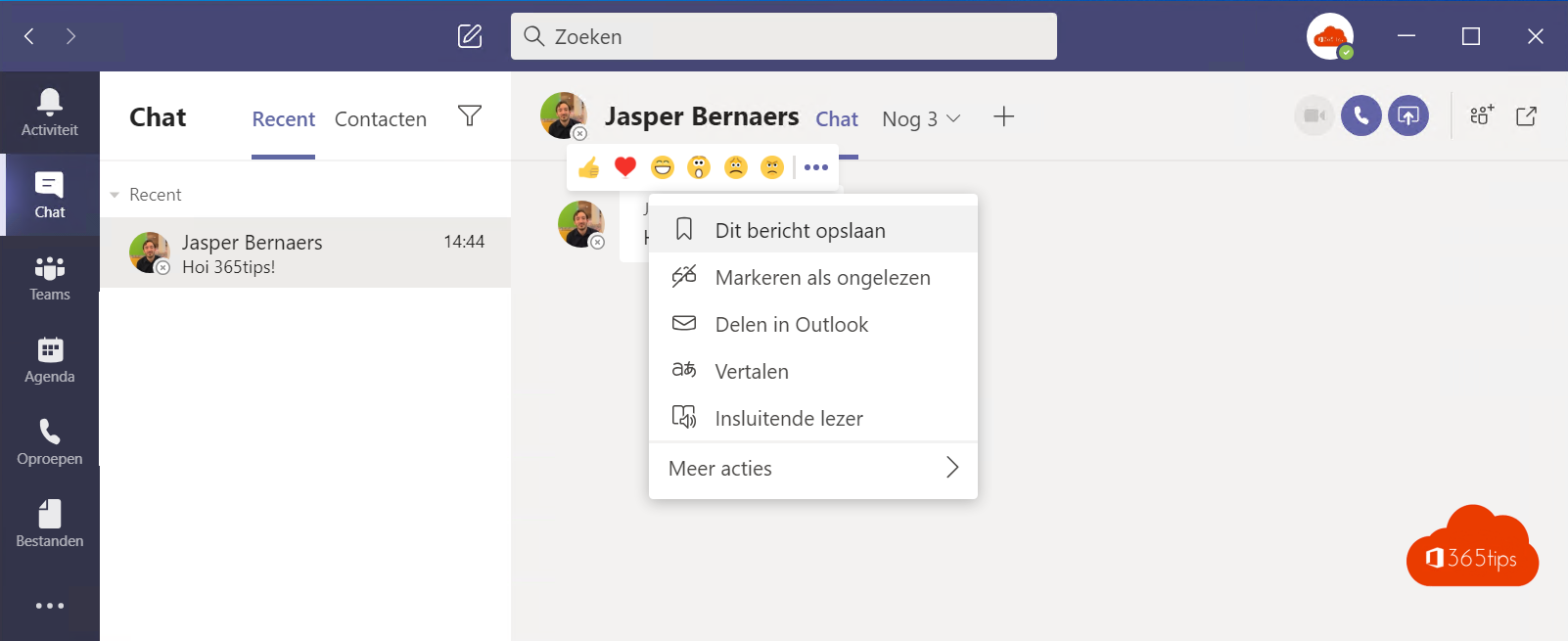 Berichten opslaan in Microsoft Teams en deze snel terughalen via de zoekbalk