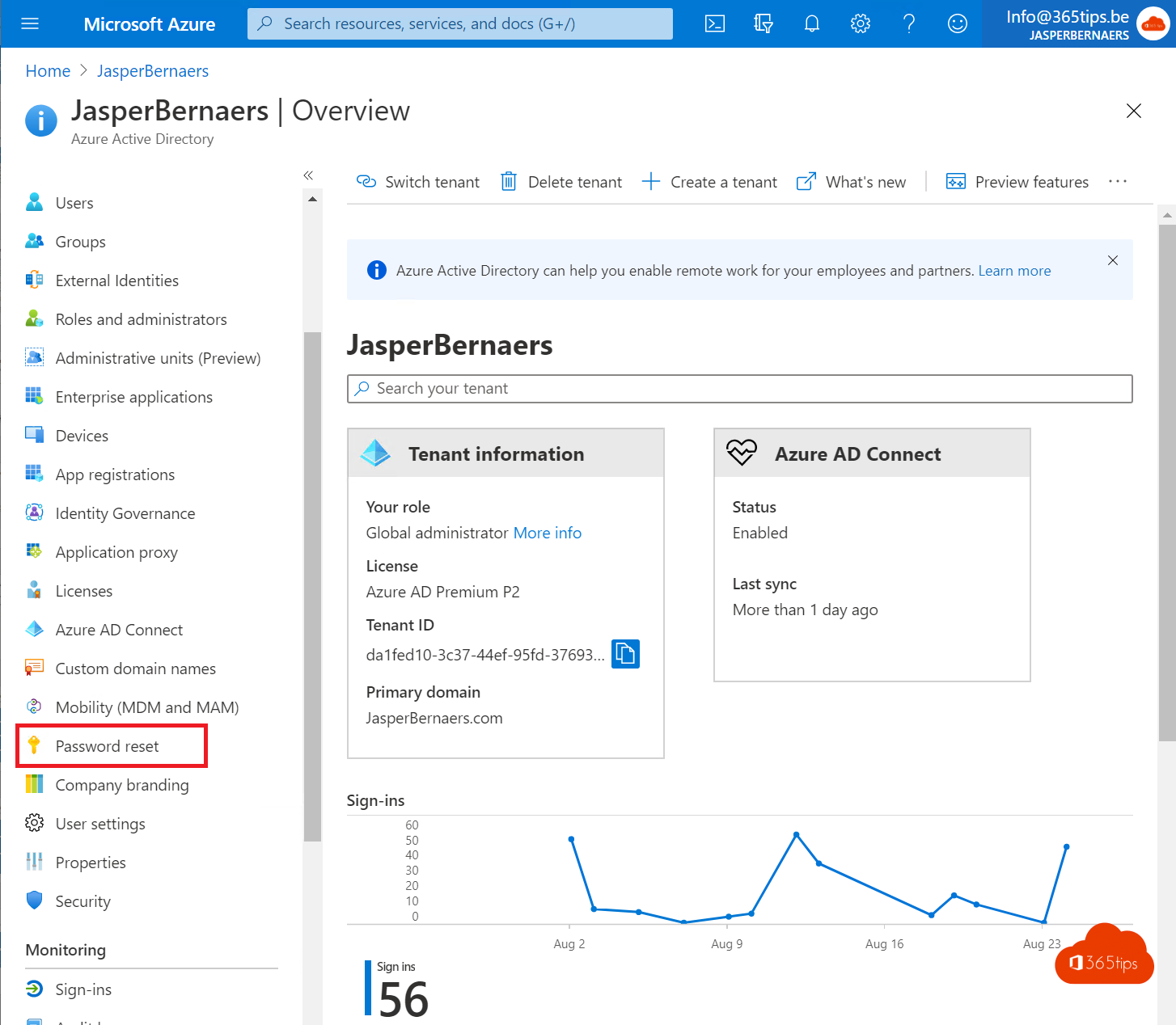 ¿Cómo activar el restablecimiento de contraseña de autoservicio (SSPR) de Azure Active Directory?