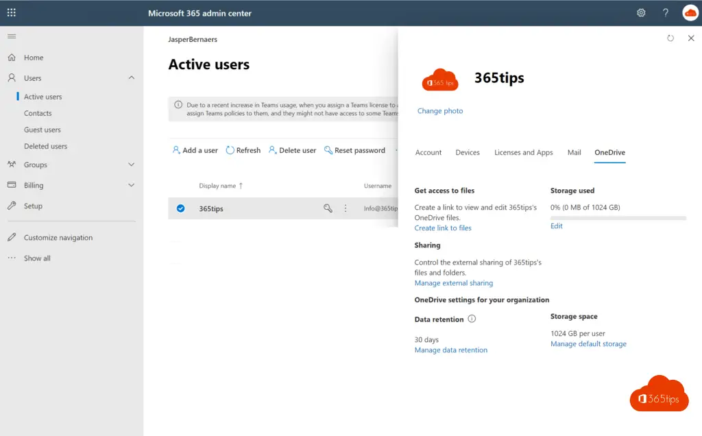 office 365 onedrive for business increase storage