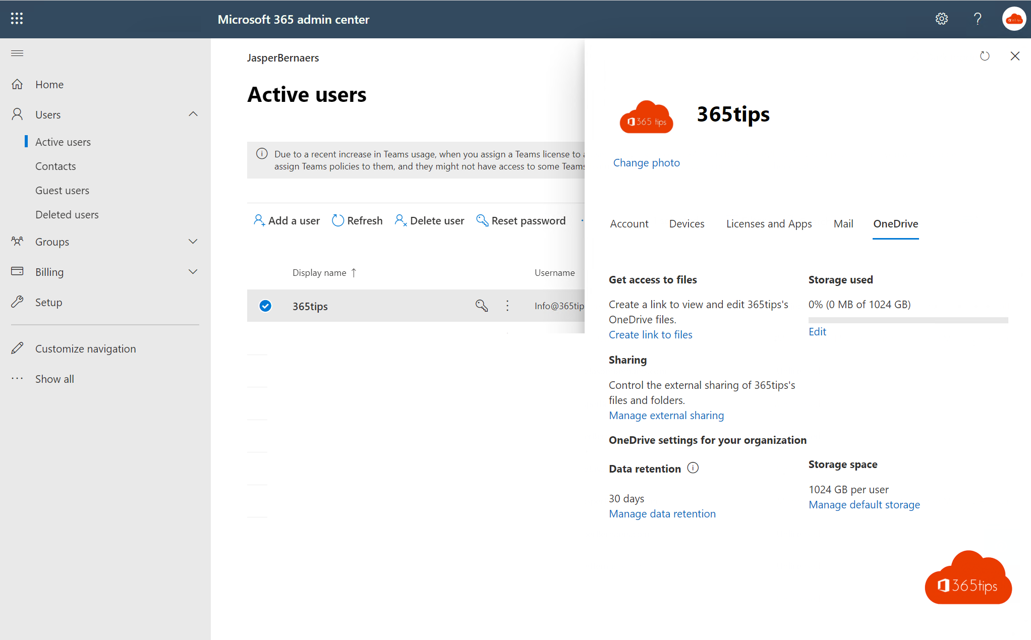 🧑‍🎤 How to change storage space for one OneDrive For Business user?