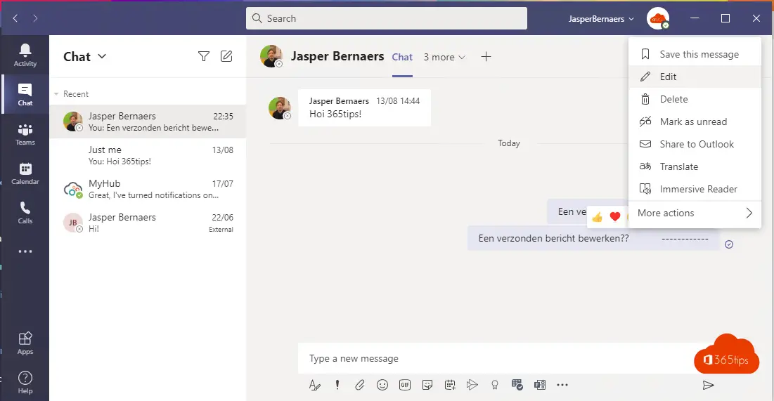 Handleiding: Een chatbericht verwijderen in Microsoft Teams