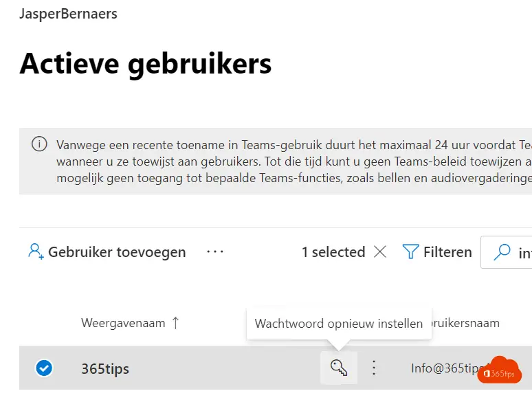 Wachtwoord resetten of aanpassen in Office 365?