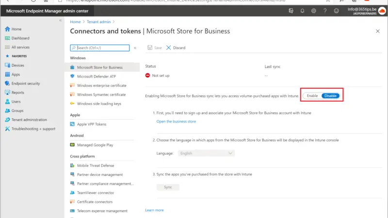 Enable skype for business Intune