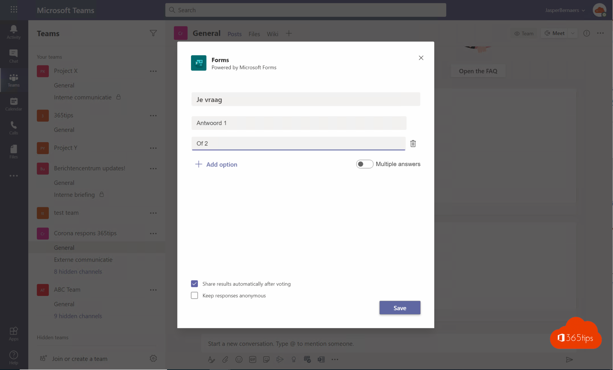 Microsoft Forms for Polls in Microsoft Teams!