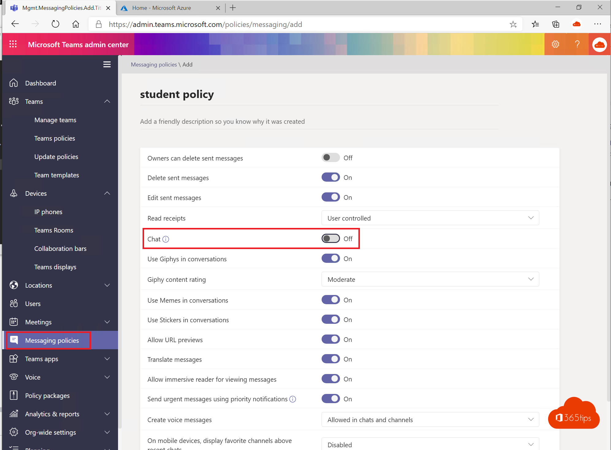 Bloquear la mensajería instantánea o el chat en Microsoft Teams?