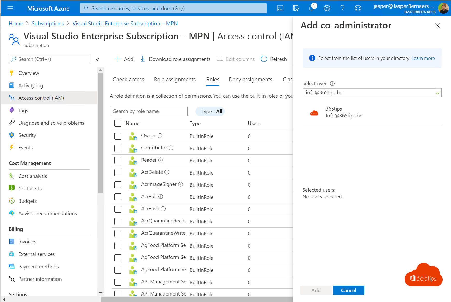 How to transfer or modify subscription owner in Microsoft Azure