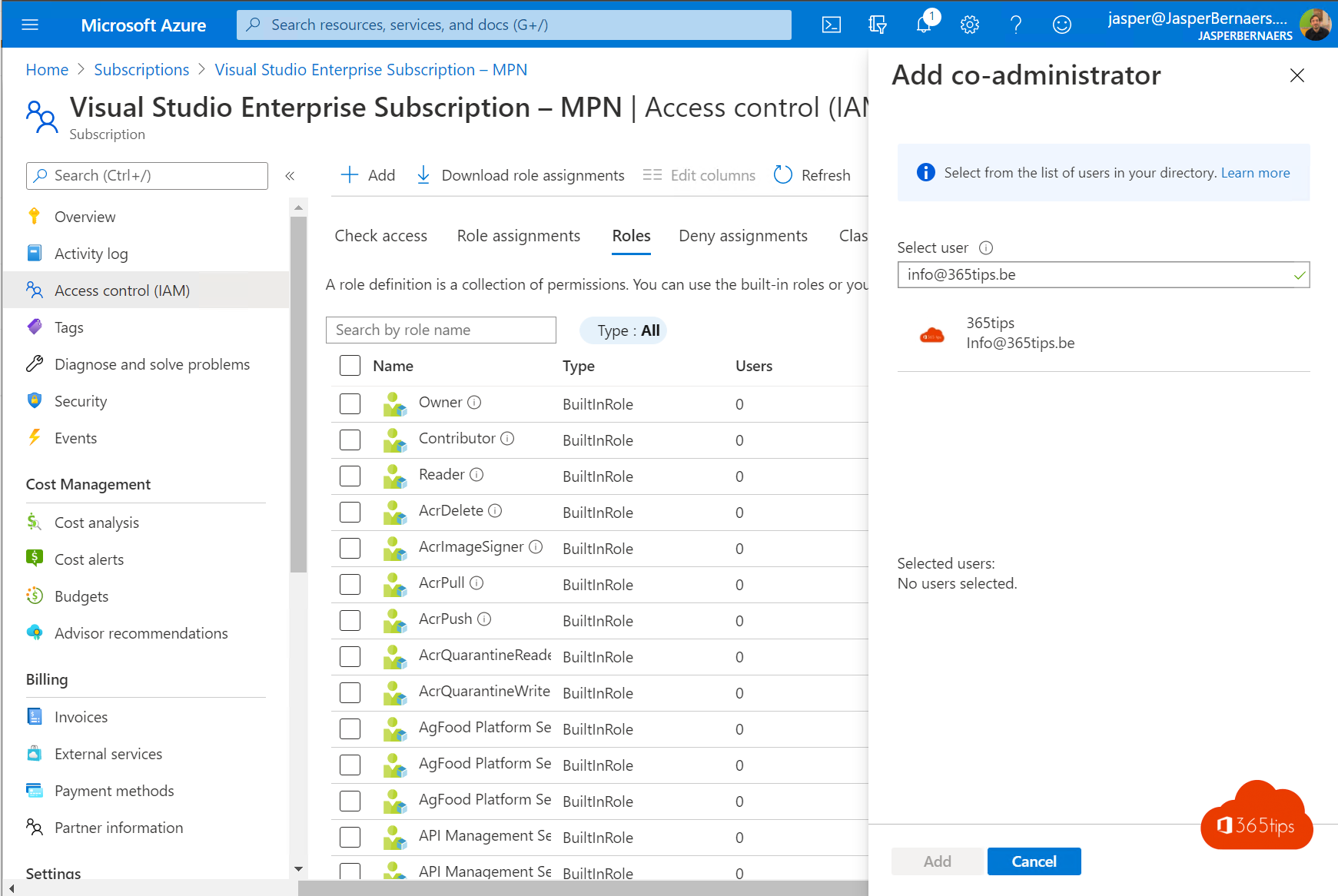 Hoe subscriptie eigenaar overdragen of aanpassen in Microsoft Azure