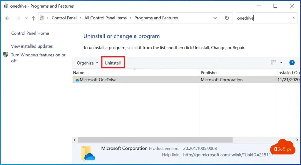 i want to remove microsoft onedrive for business