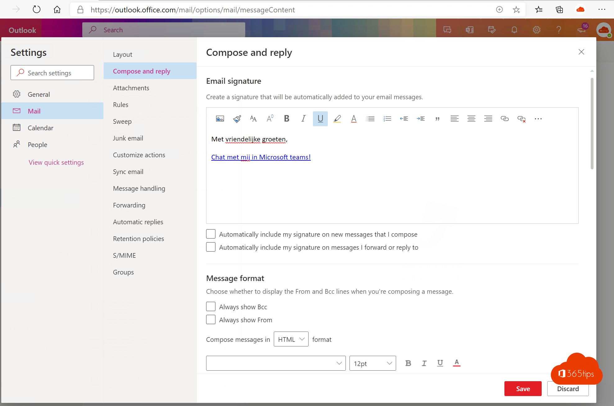 how to change email signature in outlook 365 online