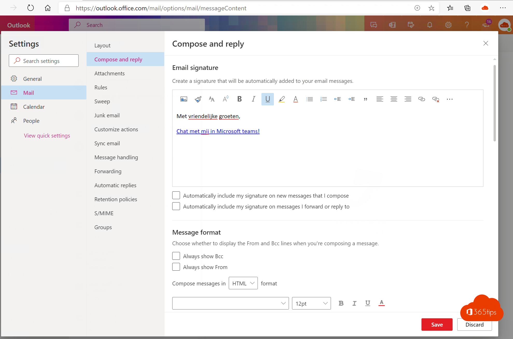 đŹ Hoe voeg je een Chat met mij in Teams toe aan je e-mailhandtekening in Outlook?