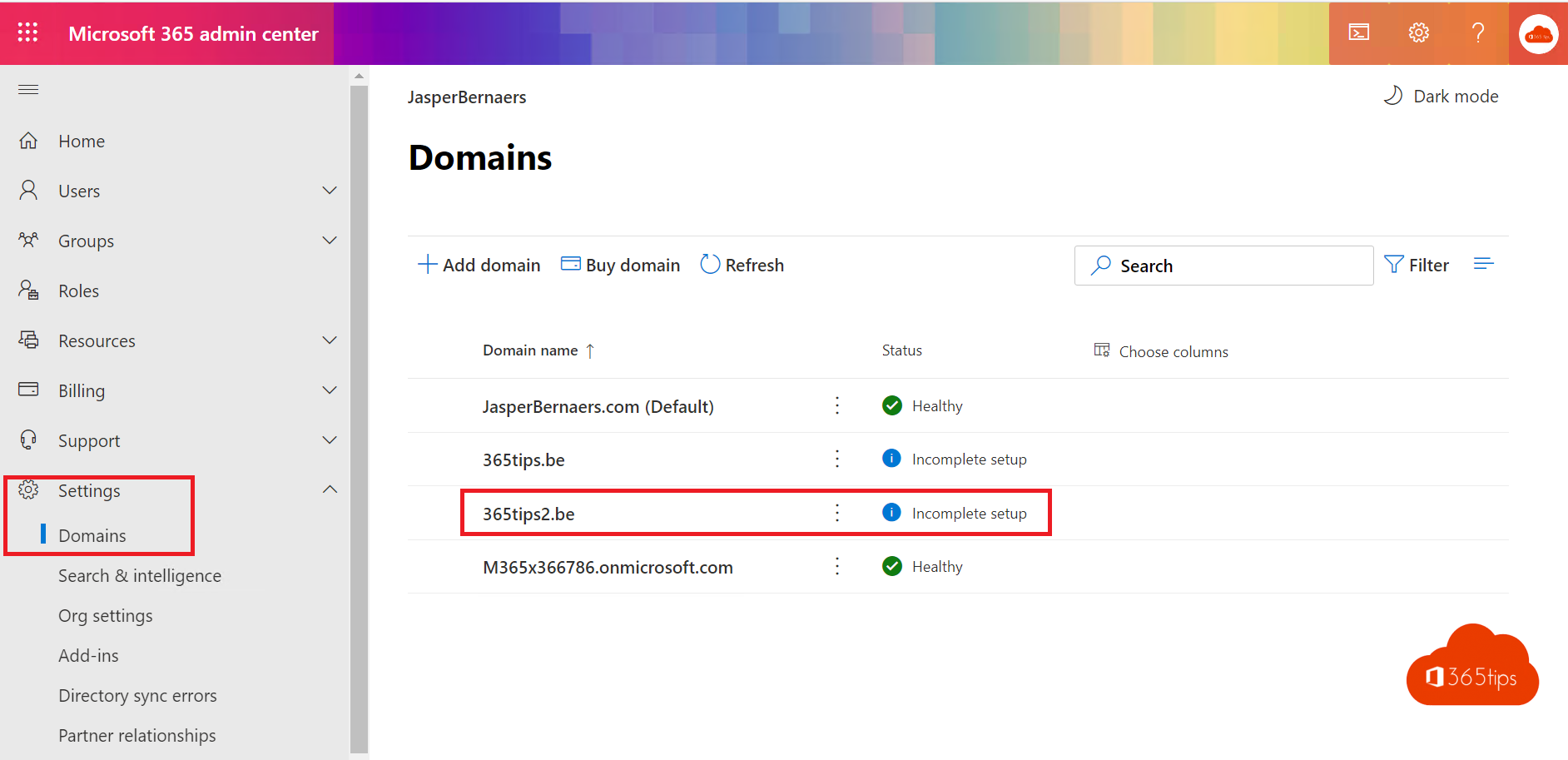 Configure your DNS settings for a new domain in Office 365