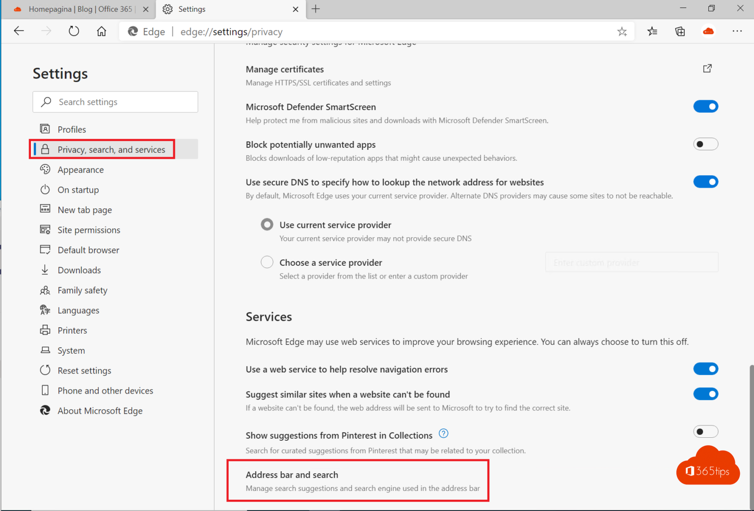 Google als Standardsuchmaschine in Microsoft Edge