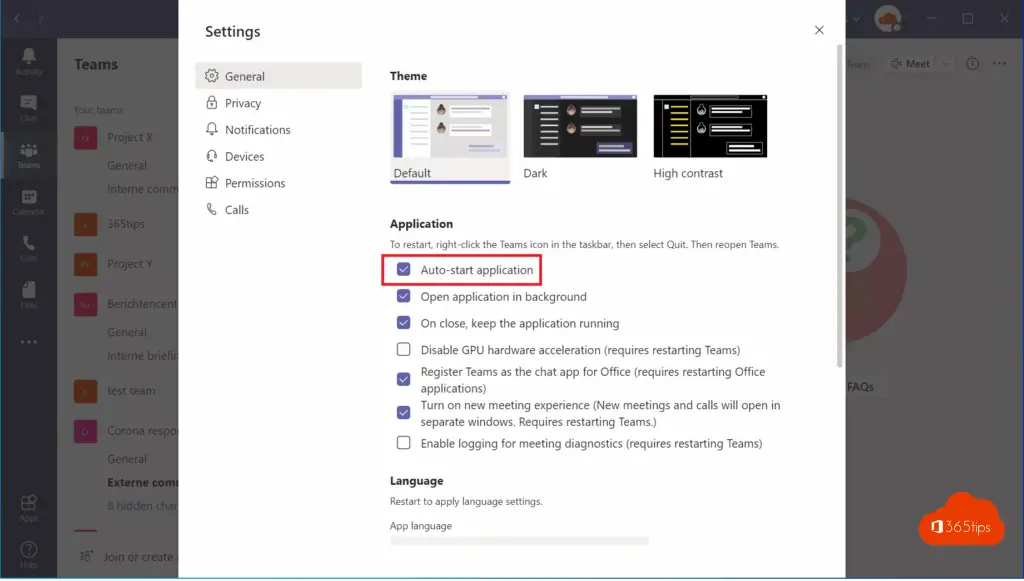 Disable teams on startup