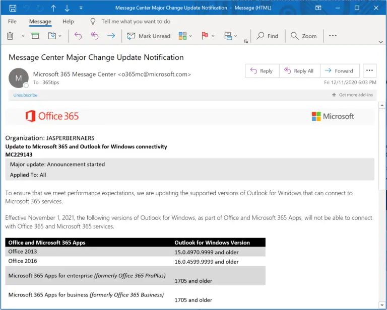 office 365 upgrade from 2013 to 2016