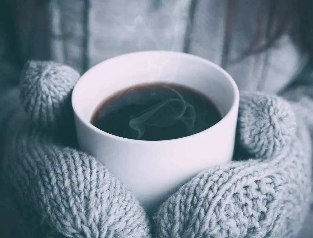 Fond de gants froids de café