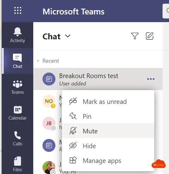Working not teams chat Microsoft Teams
