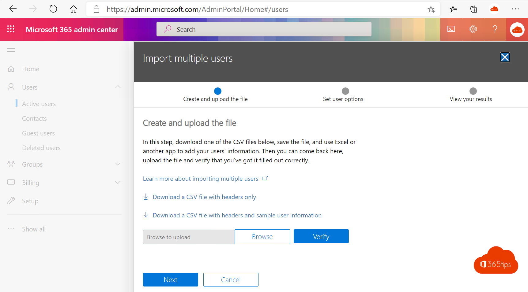 Gebruikers importeren via CSV in Microsoft 365