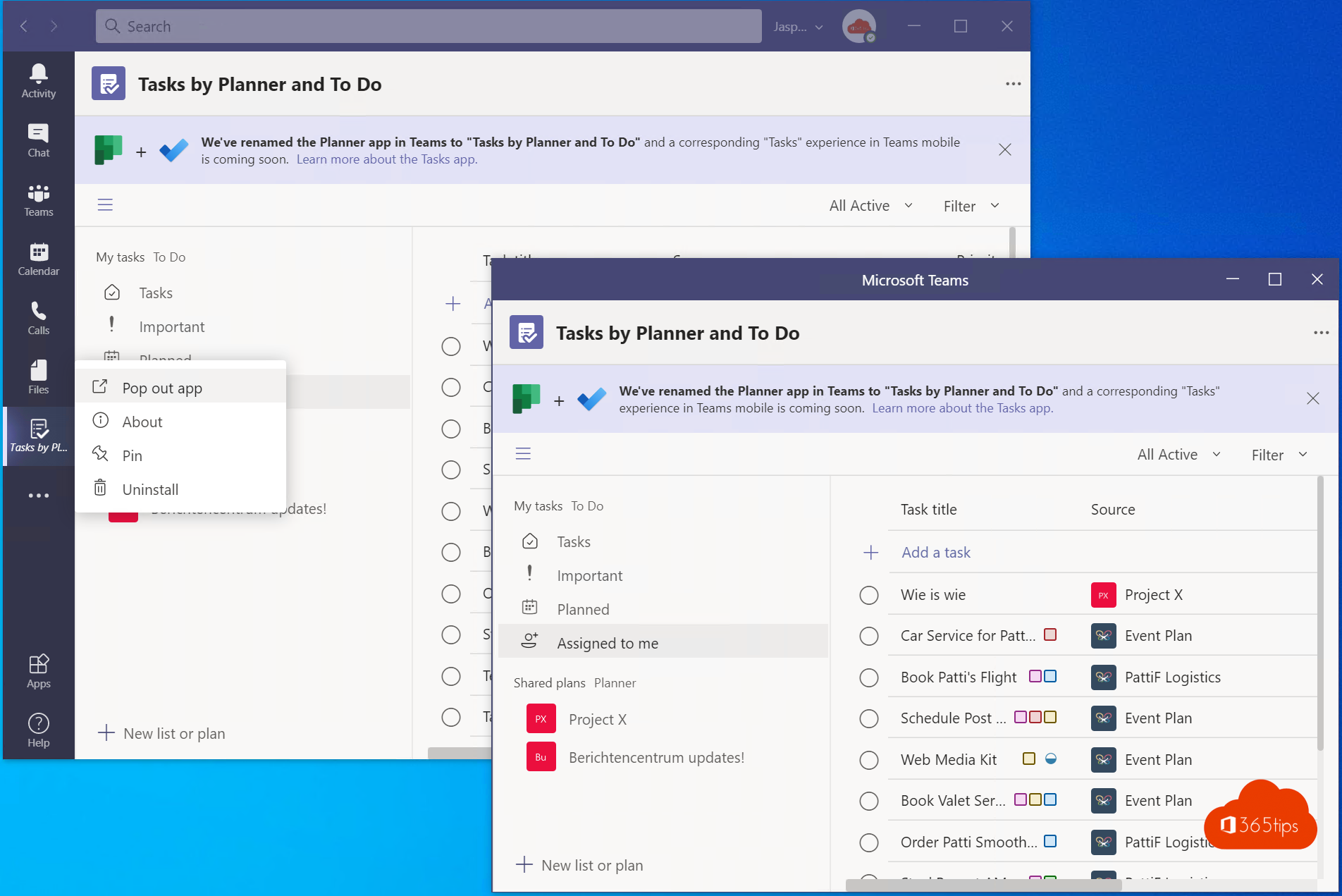 Nieuw! Pop out Applicaties in Microsoft Teams! Meerdere vensters apps