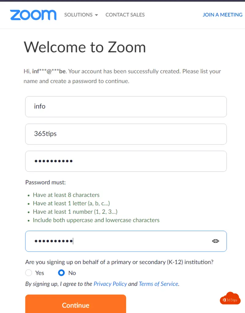 Create an account in Zoom
