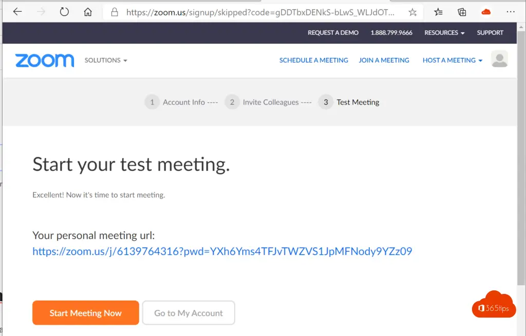 Start your test meeting Zoom