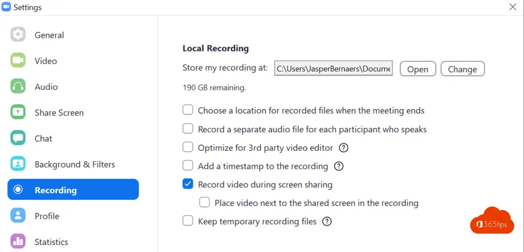 Local Recording Zoom