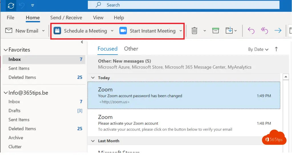 Scheduling meetings via Outlook Zoom