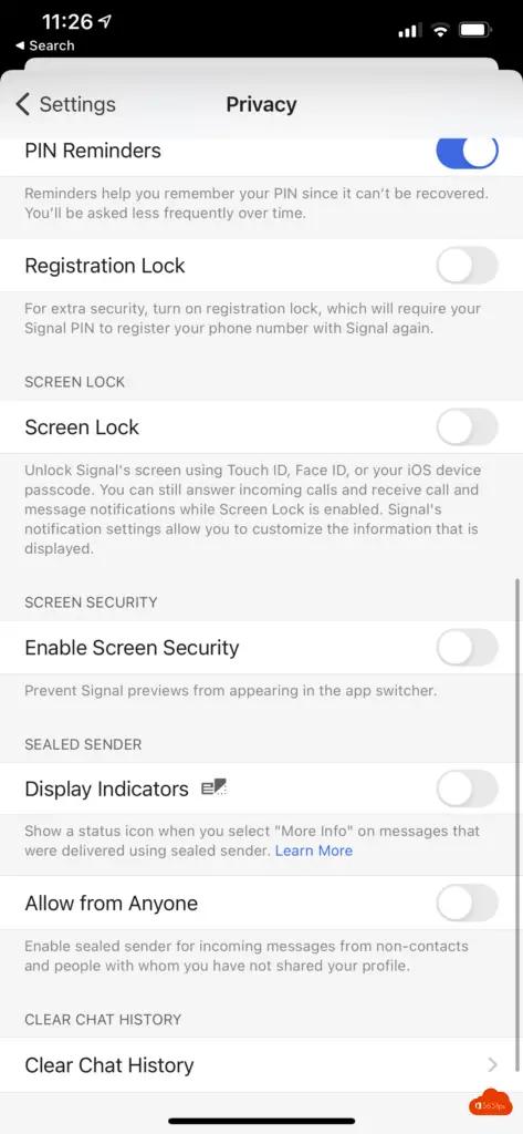 Privacy setting signal options possibilities