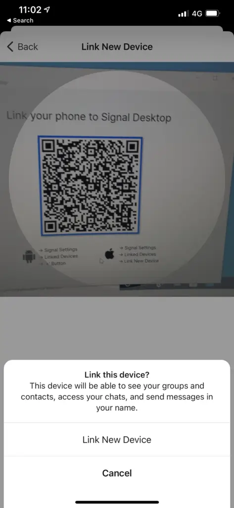 Scanner le signal du code QR