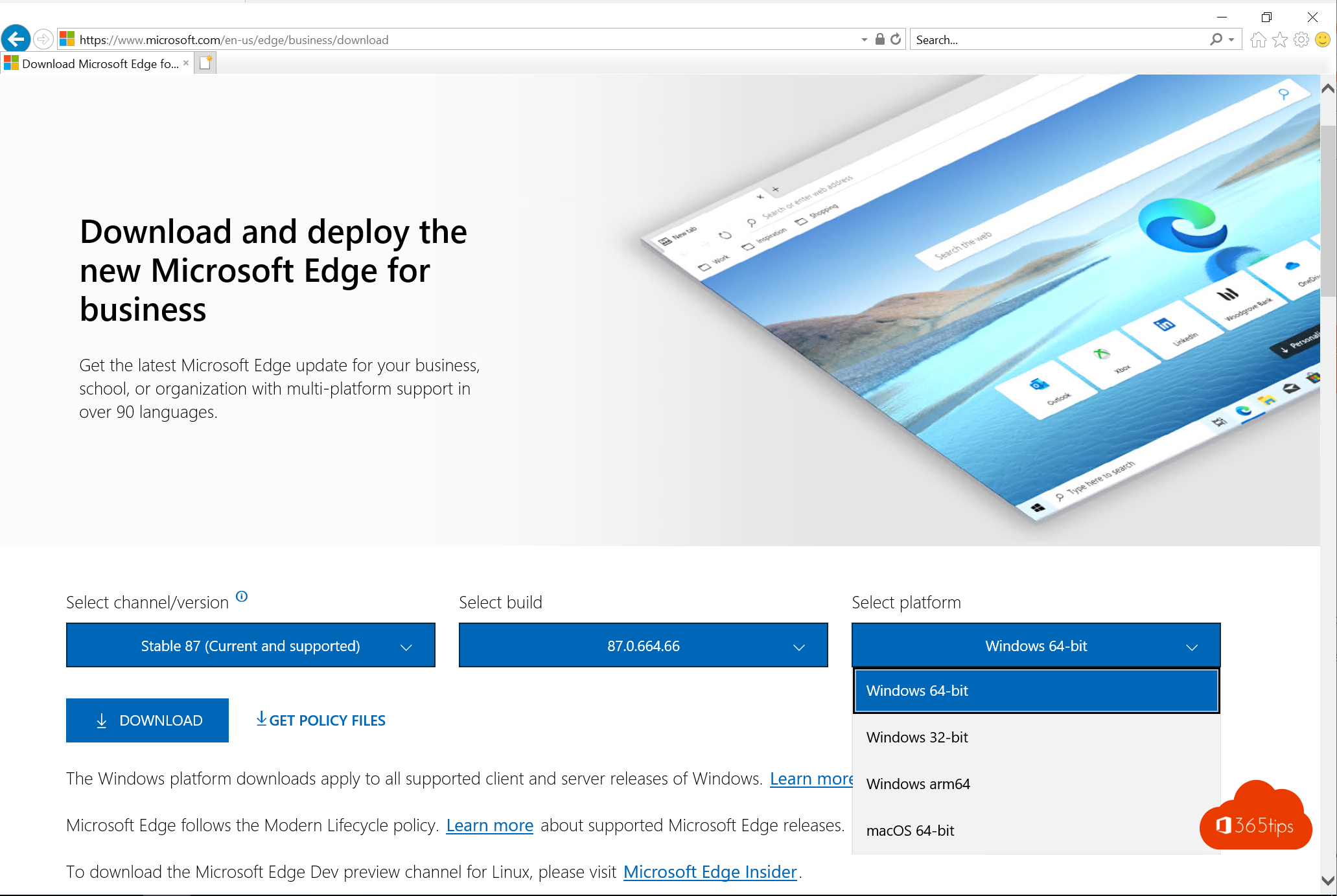 Download and deploy Microsoft Edge for business Server 2016 / 2019