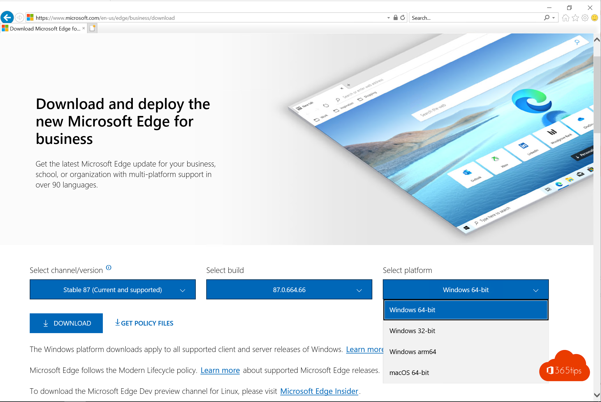 💽 Download en deploy Microsoft Edge for business Server 2016 / 2019