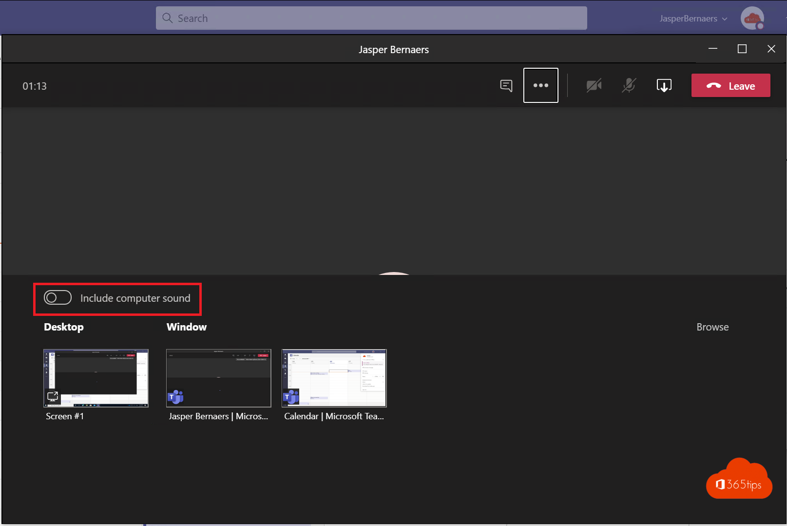 Gemeinsame Nutzung des Bildschirms mit Computer-Audio in Microsoft Teams | Windows + Mac