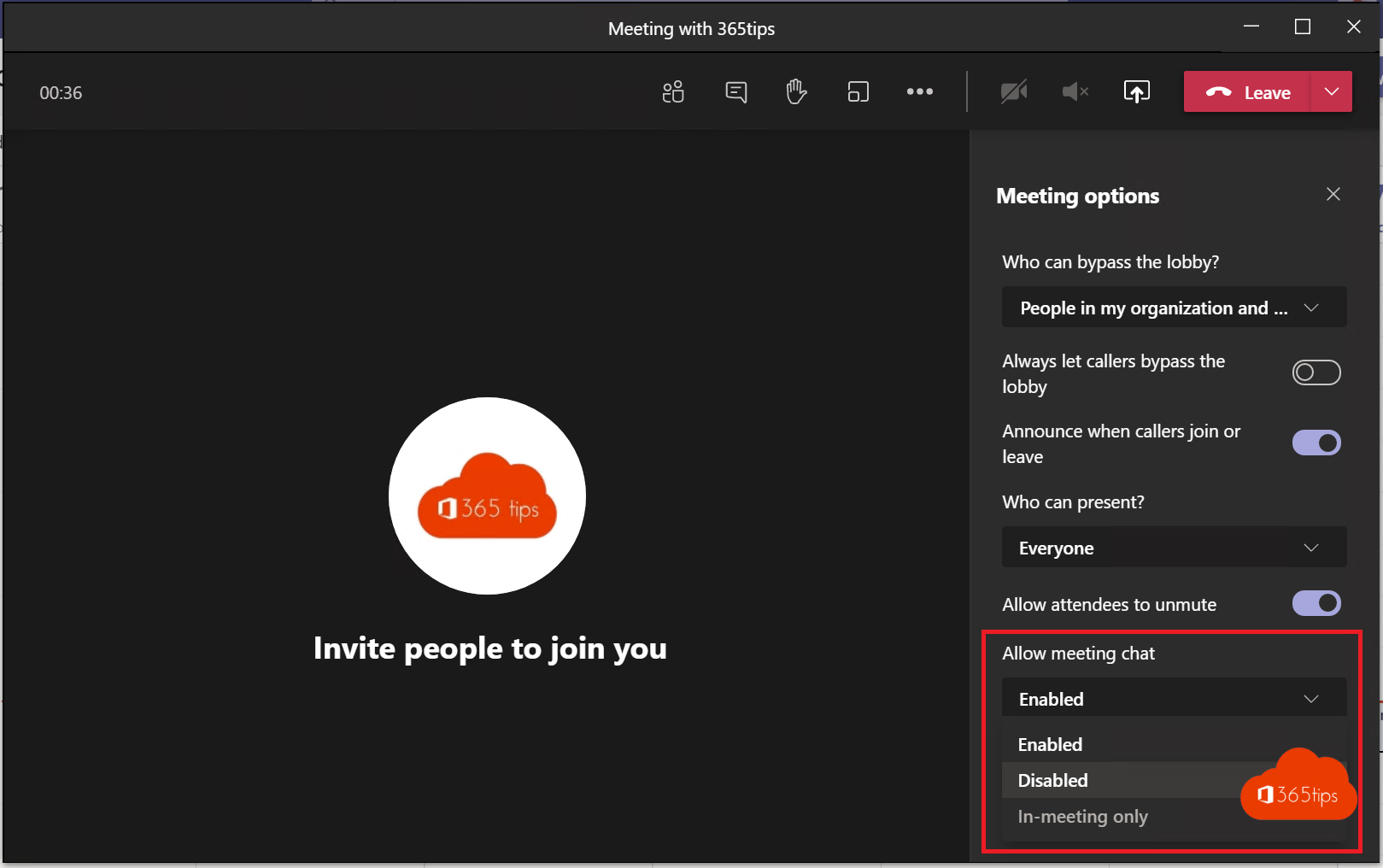 How can you disable or limit chatting during or after a Teams meeting?
