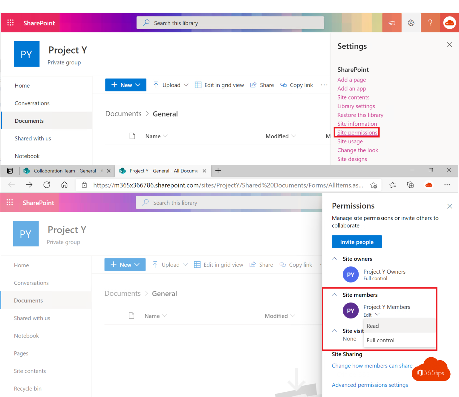 Create a readonly folder in Microsoft Teams