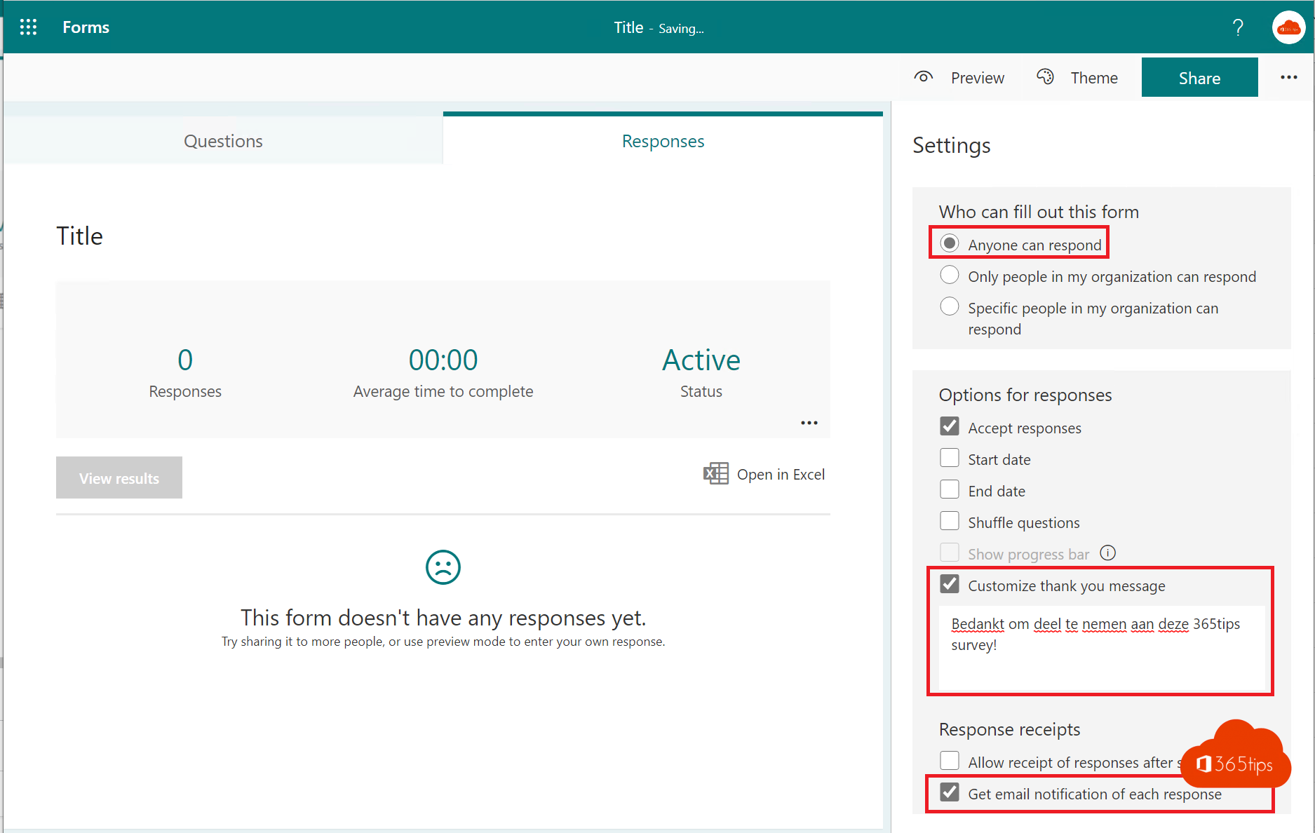 How to create and share a form with Microsoft Forms.