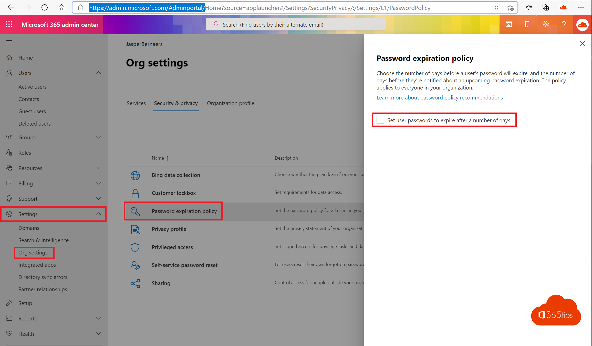 Configuración de políticas de caducidad de contraseñas en Microsoft 365