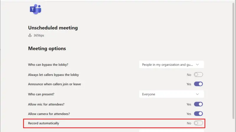 Hoe kan je elke Microsoft-Teams vergadering automatisch opnemen vanaf de start?