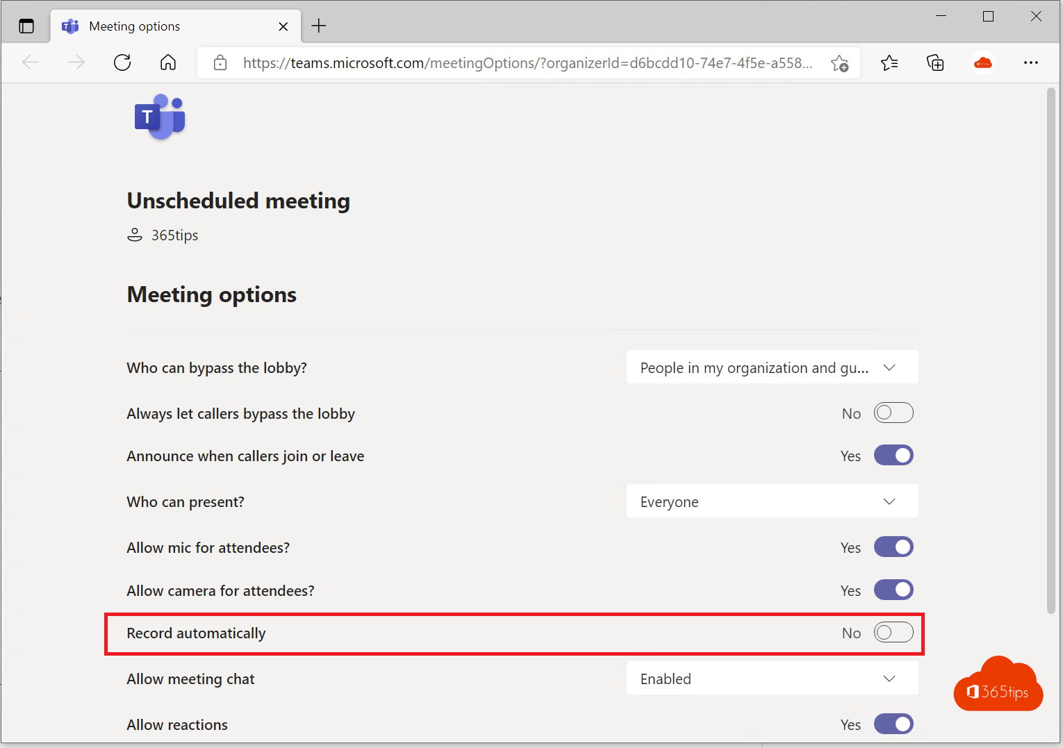 Automatically delete meeting recordings in Teams