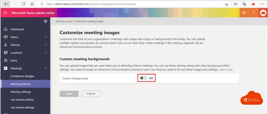 Custom Meeting Background Teams Organization Wide